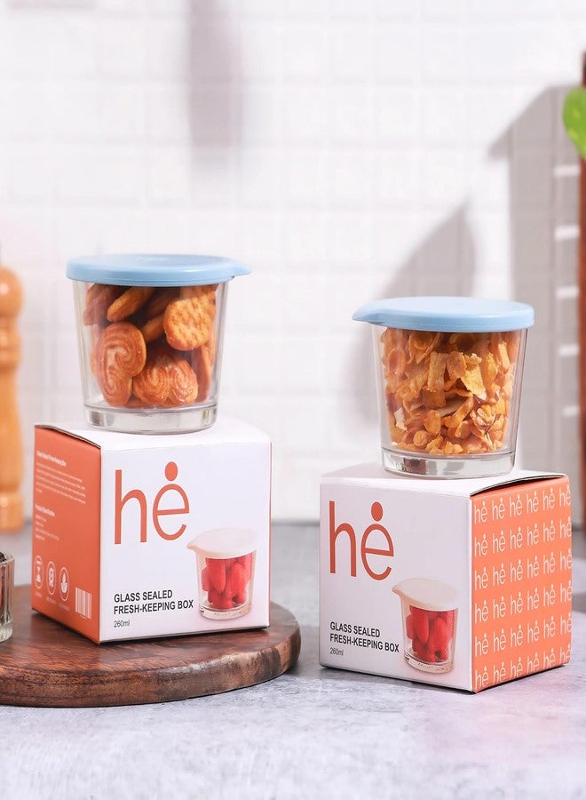 Home Essentials HomeEssentials Premium Borosilicate Glass Jar with Airtight Lid - Small Kitchen Storage Container for Spices, Seeds, and Herbs - Heat-Resistant & Microwave Safe (260ml Pack of 2) - Image 1